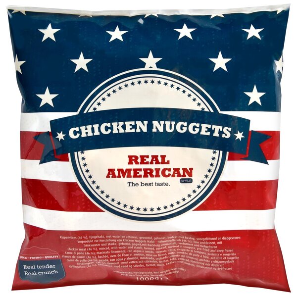 Real American Chicken nuggets Halal Gekruide knapperige kipsnack, diepvries