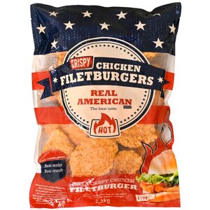 Crispy Filetburger Hot & Spicy 95-110g, Halal, diepvries