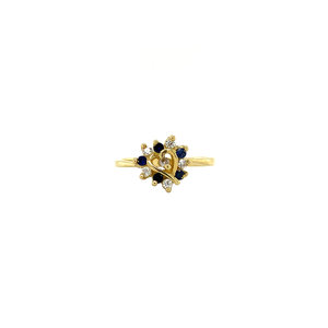 Gold ring with zirconia and sapphire 18 crt