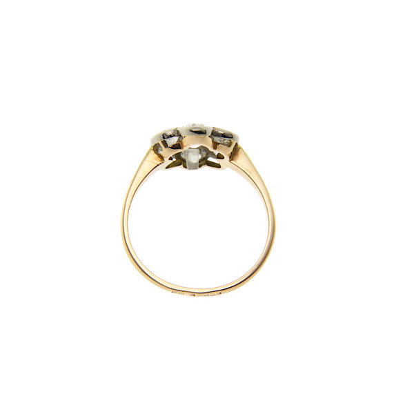 vintage Gouden entourage ring met diamant 14 krt