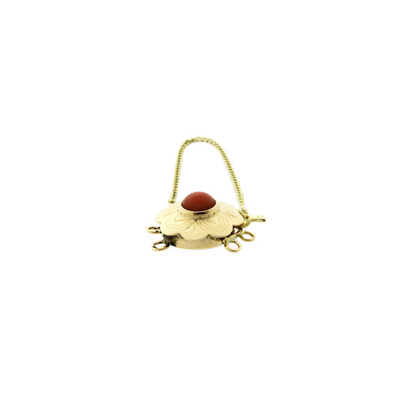 vintage Gold ornamental clasp with red coral 14 crt