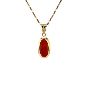 Gold pendant with red coral 14 krt