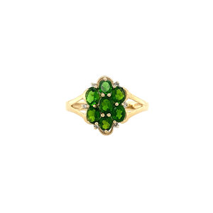 Entourage ring with emerald and diamond 9 krt