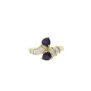 Gold ring with sapphire diamond 14 krt * New