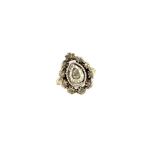 Gold ring with rose diamond in silver 925/14 crt