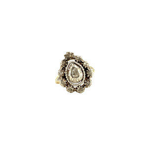 Gouden ring met roosdiamant in zilver 925/14 krt