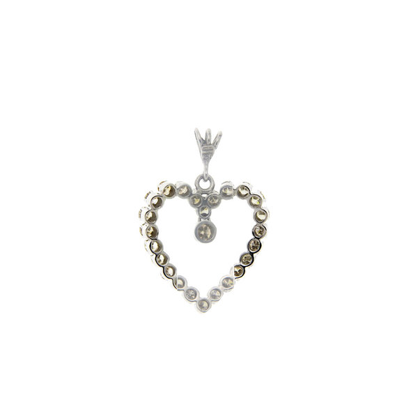 vintage Witgouden hart hanger met diamant 18 krt