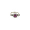 vintage White gold ring with ruby and diamond 14 krt