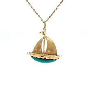 Gold boat pendant 14 krt