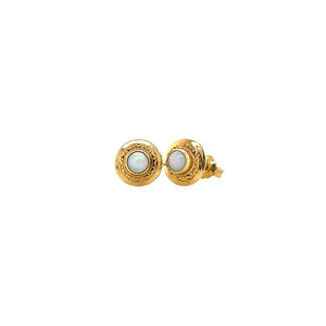 Gold ear studs with opal 14 krt