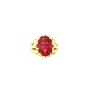 Gold ring with synthetic ruby 18 krt