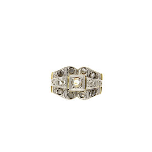 Gold art deco ring with rose diamond 14 krt