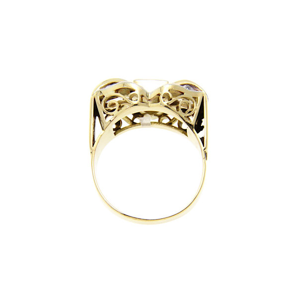 vintage Gouden art deco ring met roosdiamant 14 krt