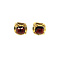 vintage Gold ear studs with garnet 14 krt