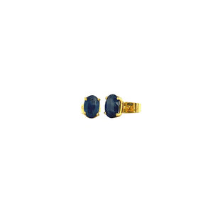 Gold ear studs with sapphire 14 krt