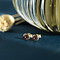 vintage Gold ear studs with pink tourmaline 14 krt