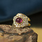 vintage Gold ring with ruby and diamond 18 krt