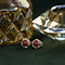 vintage Gold ear studs with red coral 14 krt