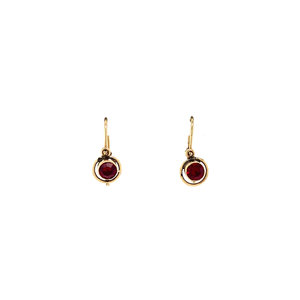 Gold earrings with glass stone 14 krt