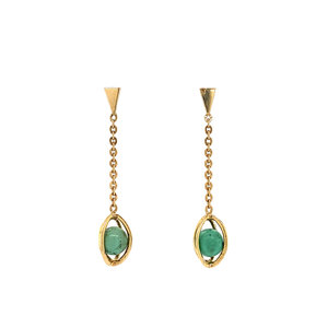 Gold ear studs with turquoise 18 krt
