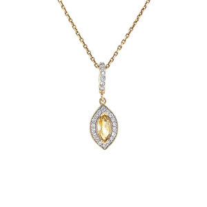 Gold pendant with zirconia and citrine 14 krt