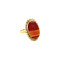 vintage Gold ring with stripe agate 14 krt
