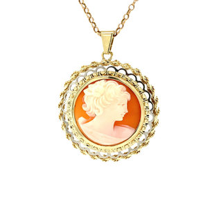 Gold pendant with cameo 14 krt
