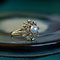 vintage Gold entourage ring with pearl and diamond 14 krt