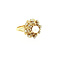 vintage Gouden entourage ring met parel en diamant 14 krt