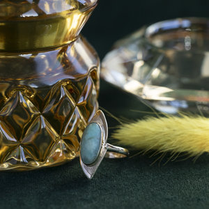 Gouden ring met turquoise 14 krt