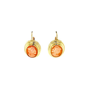 Gold earrings with cameo 14 krt