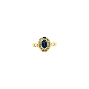 Gold ring with sapphire and diamond 14 crt