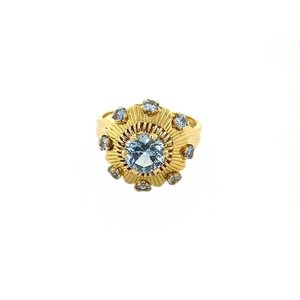 Gouden ring met blauwe spinel 18 krt