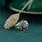 vintage Gouden ring met blauwe spinel 18 krt