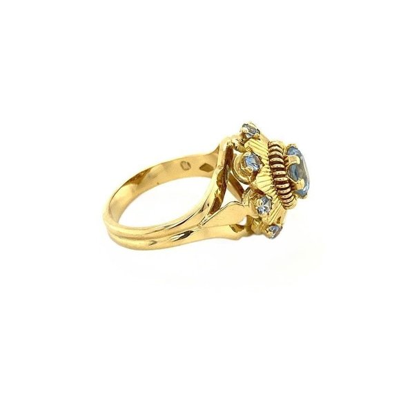 vintage Gouden ring met blauwe spinel 18 krt