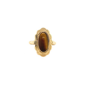Gold ring with tiger's eye 14 crt