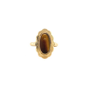 Gouden ring met tijgeroog 14 krt