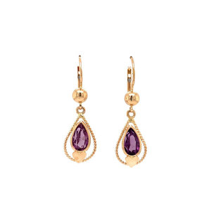 Rose gold earrings with colored stone 18 krt