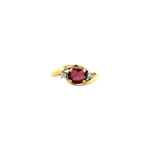 Gold ring with zirconia and garnet 14 crt