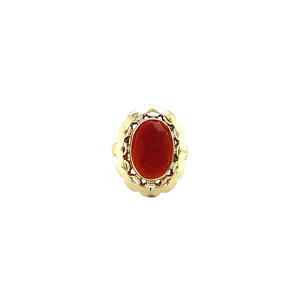 Gold ring with carnelian 14 crt