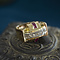 vintage Gold ring with rose diamond and ruby 14 krt