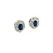 vintage White gold entourage ear studs with topaz and diamond 18 krt