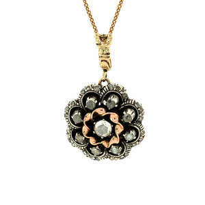 Entourage pendant with rose diamond 14 krt/925