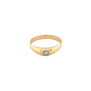 Rosegouden pinkring met roosdiamant 14 krt