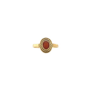 Gold ring with red coral 14 crt