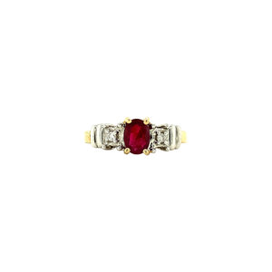 Ring met robijn en diamant 10 krt