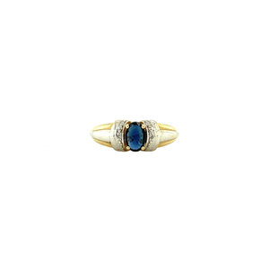 Gold ring with sapphire and diamond 14 crt