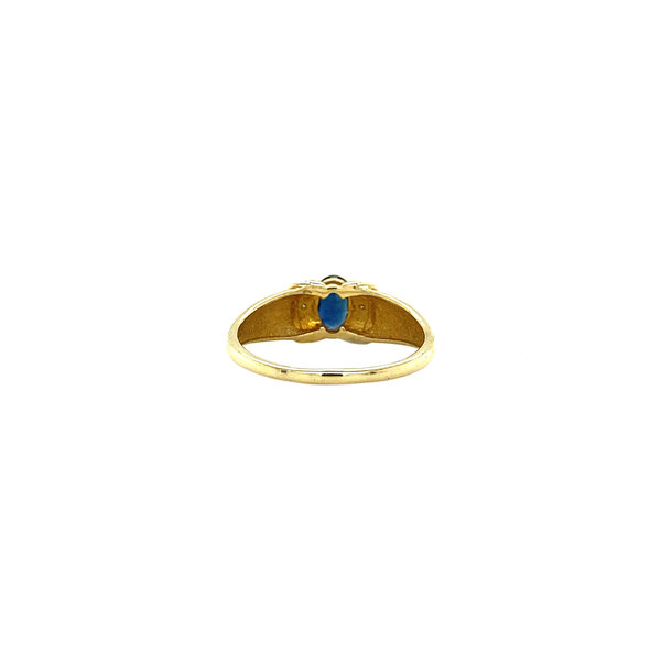 vintage Gouden ring met saffier en diamant 14 krt