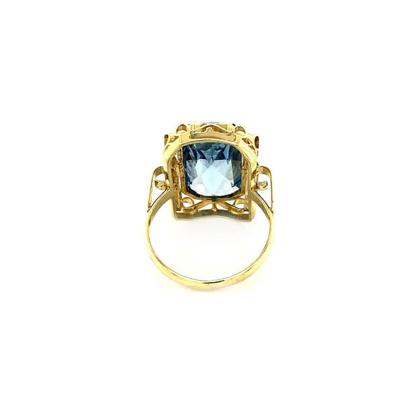 vintage Gouden ring met aquamarijn 14 krt