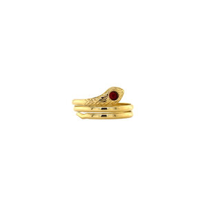 Gold ring with synthetic ruby 18 crt